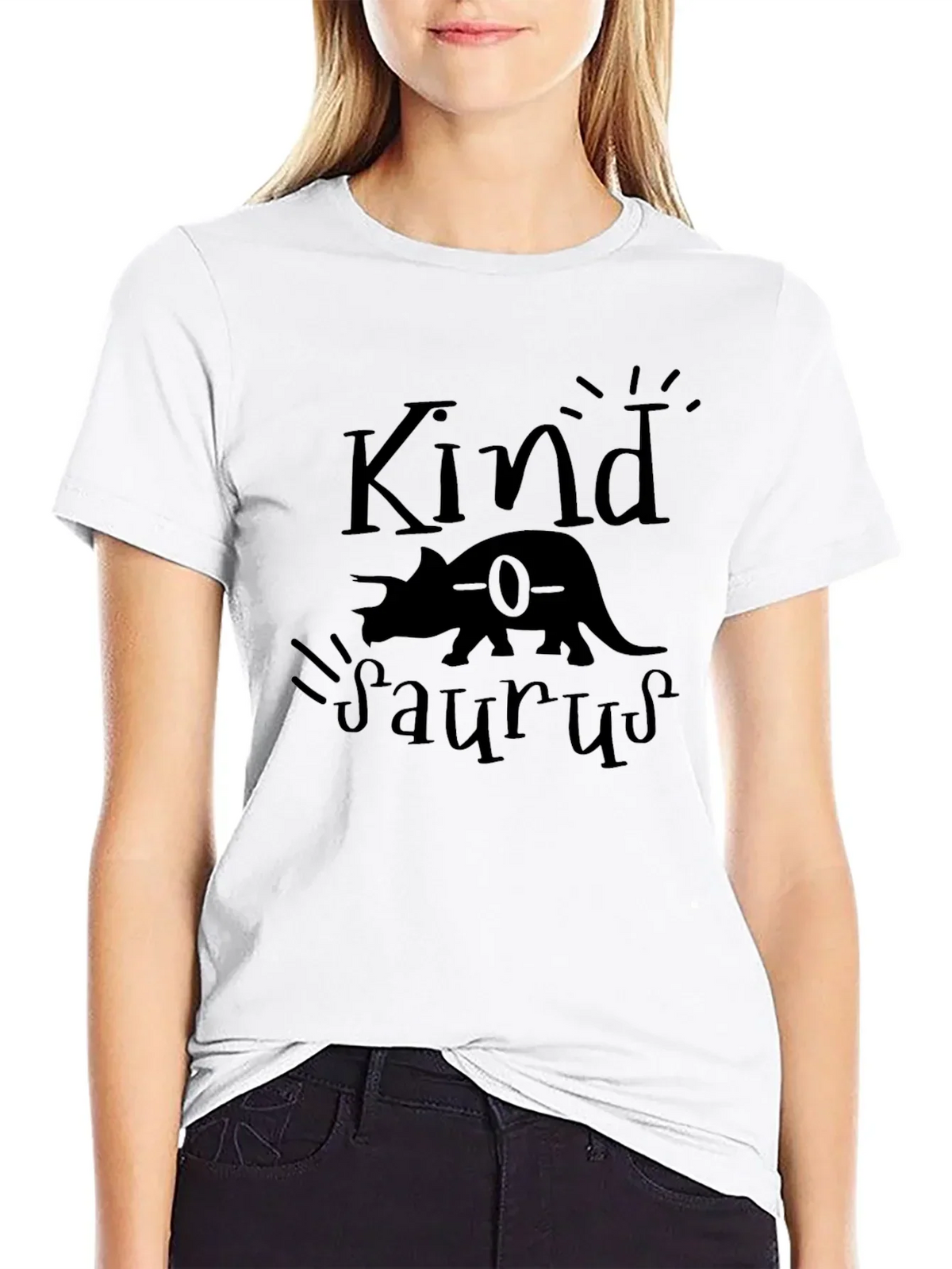 Kindasaurus Black Graphic Tee - Dinosaur Lovers T-Shirt