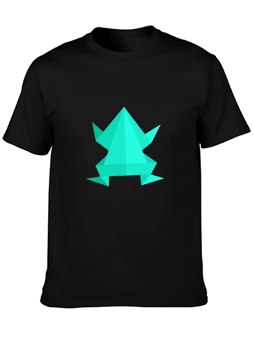 Geometric Frog Graphic Tee - Black Cotton Blend