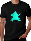 Geometric Frog Graphic Tee - Black Cotton Blend