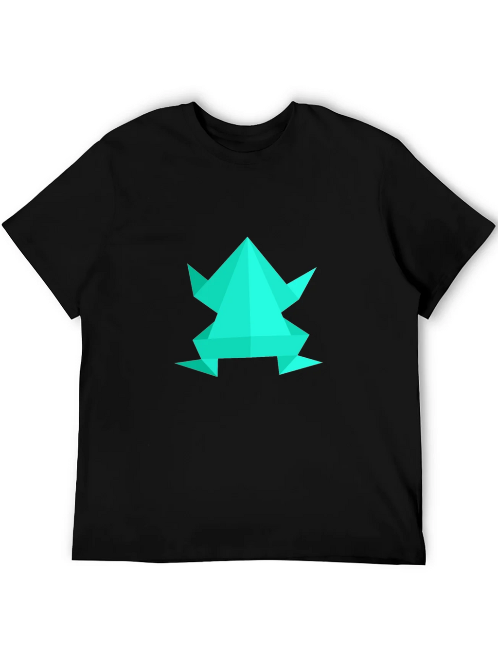 Geometric Frog Graphic Tee - Black Cotton Blend