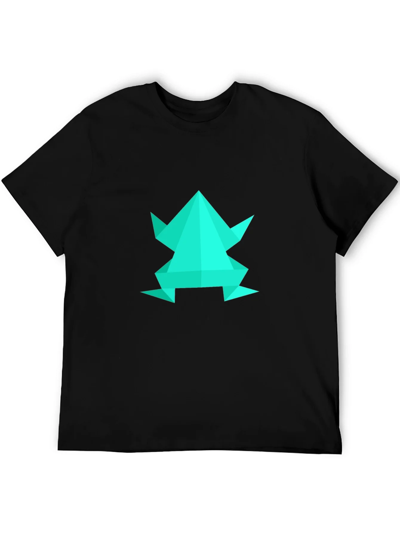 Geometric Frog Graphic Tee - Black Cotton Blend