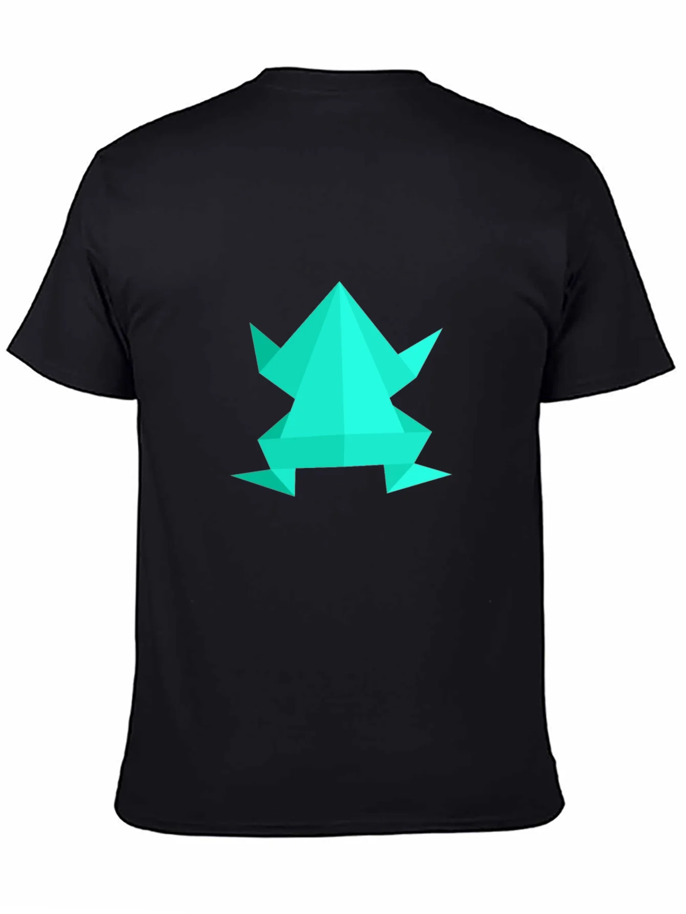 Geometric Frog Graphic Tee - Black Cotton Blend