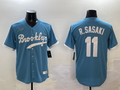 Men's Los Angeles Dodgers Roki Sasaki #11 Light Blue Cooperstown Collection Player Jersey