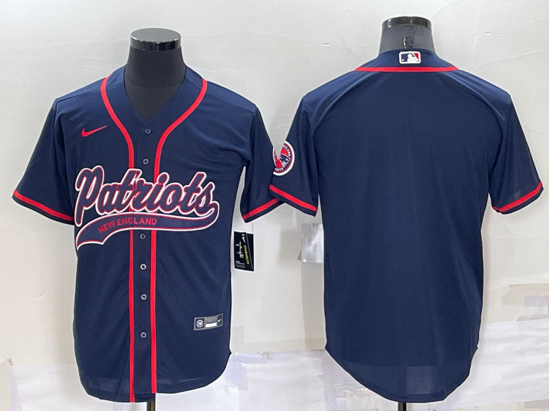 Men's New England Patriots Navy Blank Jersey1
