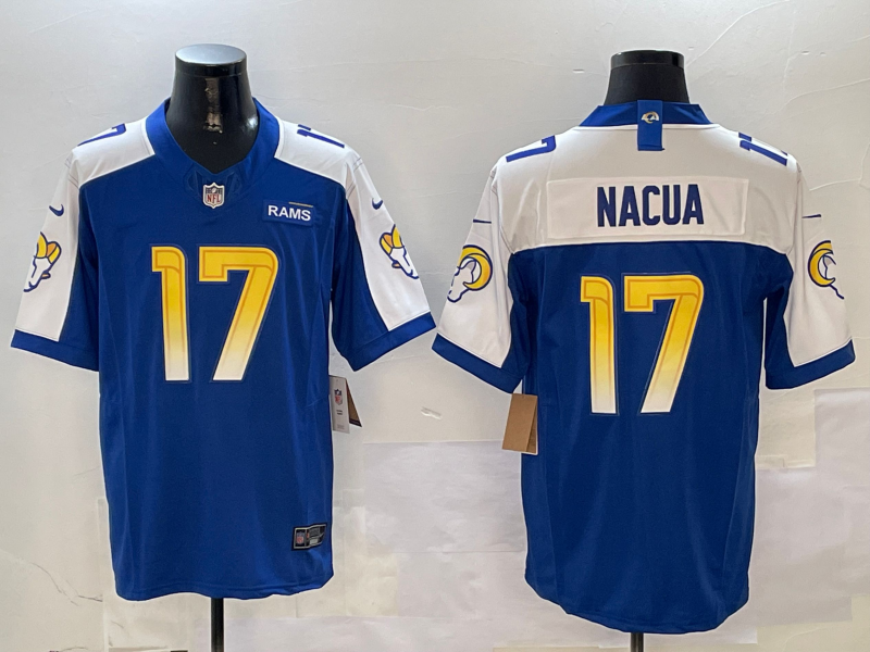 Men's Los Angeles Rams Puka Nacua #17 Royal Vapor F.U.S.E. Limited Jersey1