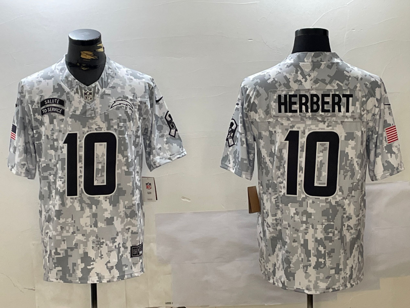 Men's Los Angeles Chargers Justin Herbert #10 Arctic Camo 2024 Salute to Service Limited Jersey1