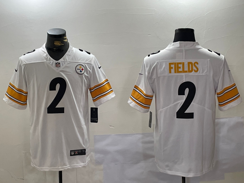 Men's Pittsburgh Steelers Justin Fields #2 White Game Jersey1