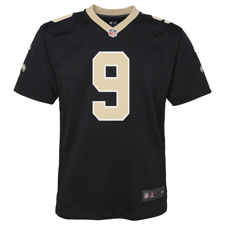 Drew Brees 9 New Orleans Saints YOUTH Team Color Game Jersey - Black