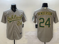 Men's Oakland Athletics Rickey Henderson #24 Gray Replica Player Jersey