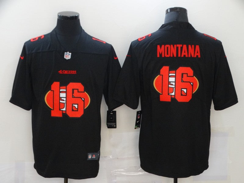 Men's San Francisco 49ers #16 Joe Montana Black Alternate Game Jersey1