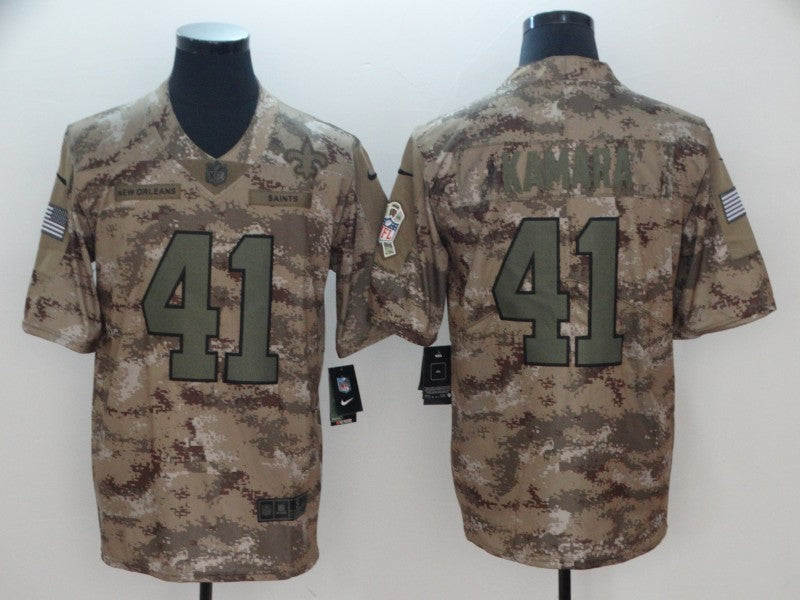 Men's New Orleans Saints Alvin Kamara #41 Camouflage Game Jersey1