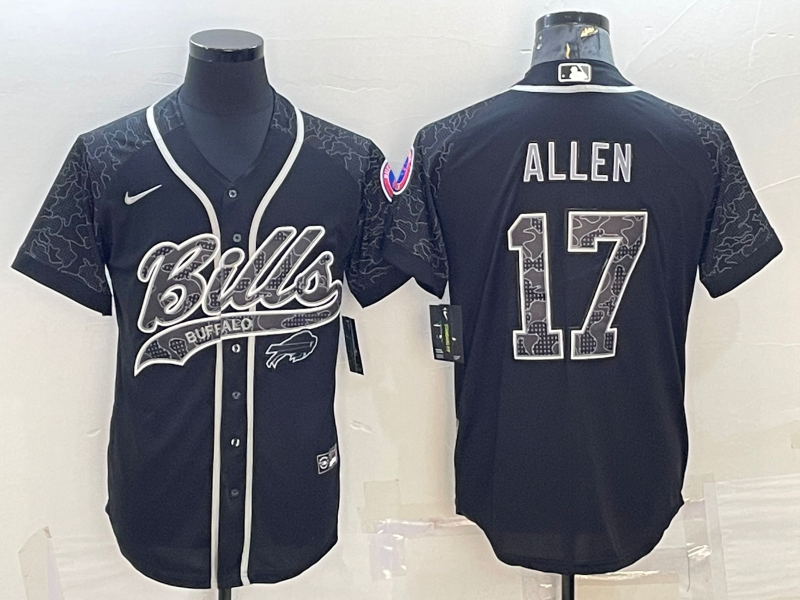 Men's Buffalo Bills Josh Allen #17 Black RFLCTV Limited Jersey1 Joint Edition
