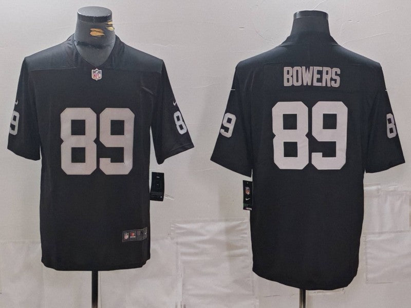 Men's Las Vegas Raiders Brock Bowers #89 Black 2024  Draft First Round Pick Player Game Jersey1