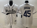 Men's Chicago White Sox Michael Jordan #45 White Replica Player Jersey1 Joint Edition
