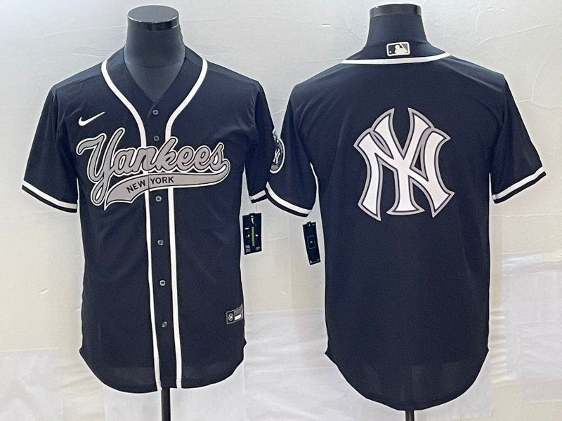 Men's New York Yankees Black Replica Player Jersey1 Joint Edition