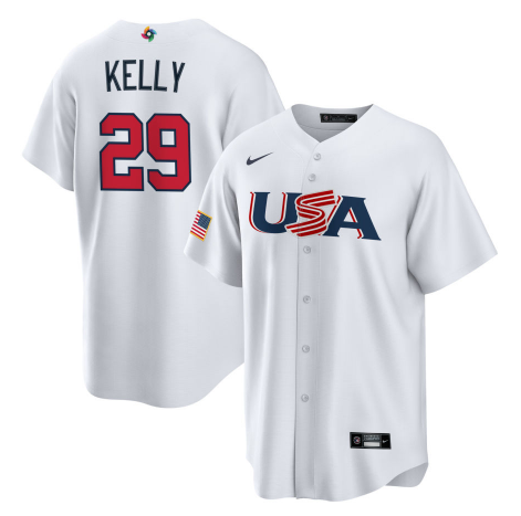 Men's 2023 World Baseball Classic #29 Merrill Kelly USA White Jersey1