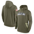 Men's Seattle Seahawks Olive 2022 Salute to Service Therma Performance Pullover Hoodie1