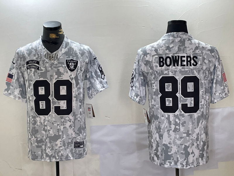 Men's Las Vegas Raiders Brock Bowers #89 Arctic Camo 2024 Salute to Service Limited Jersey1