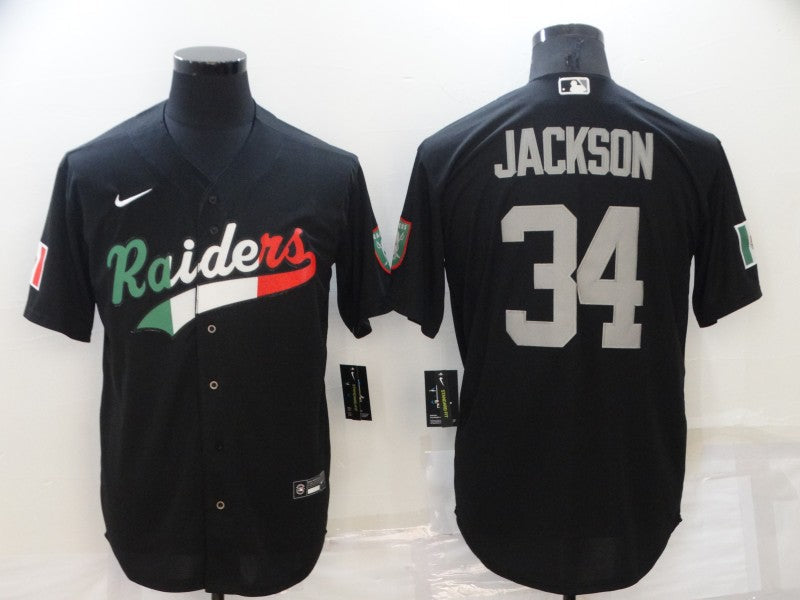 Men's Las Vegas Raiders Bo Jackson #34 Black Game Jersey1 Joint Edition