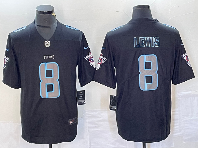 Men's Tennessee Titans Will Levis #8 Black Game Jersey1