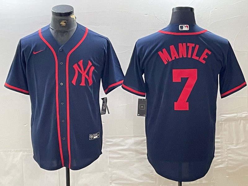 Men's New York Yankees Mickey Mantle #7 Navy Limited Game Jersey1