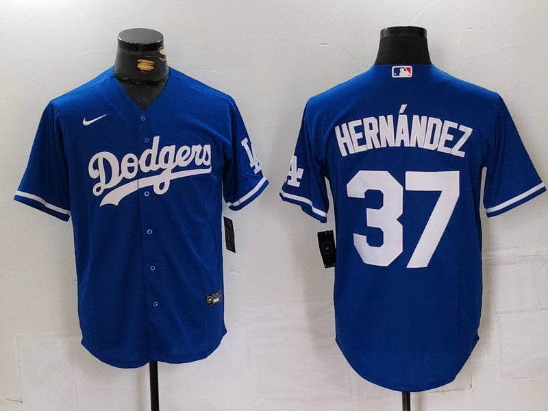 Men's Los Angeles Dodgers Teoscar Hernandez #37 Royal Replica Player Jersey1