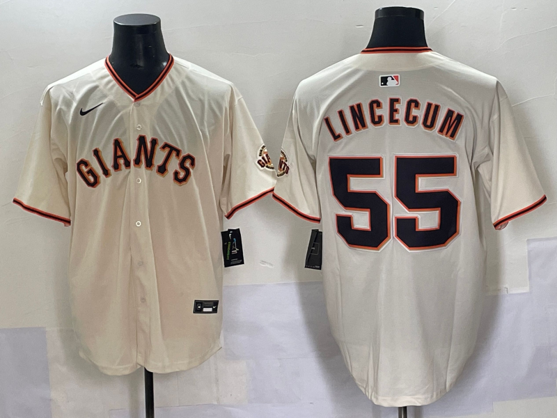Men's San Francisco Giants Tim Lincecum #55 Cream Home Replica Player Jersey