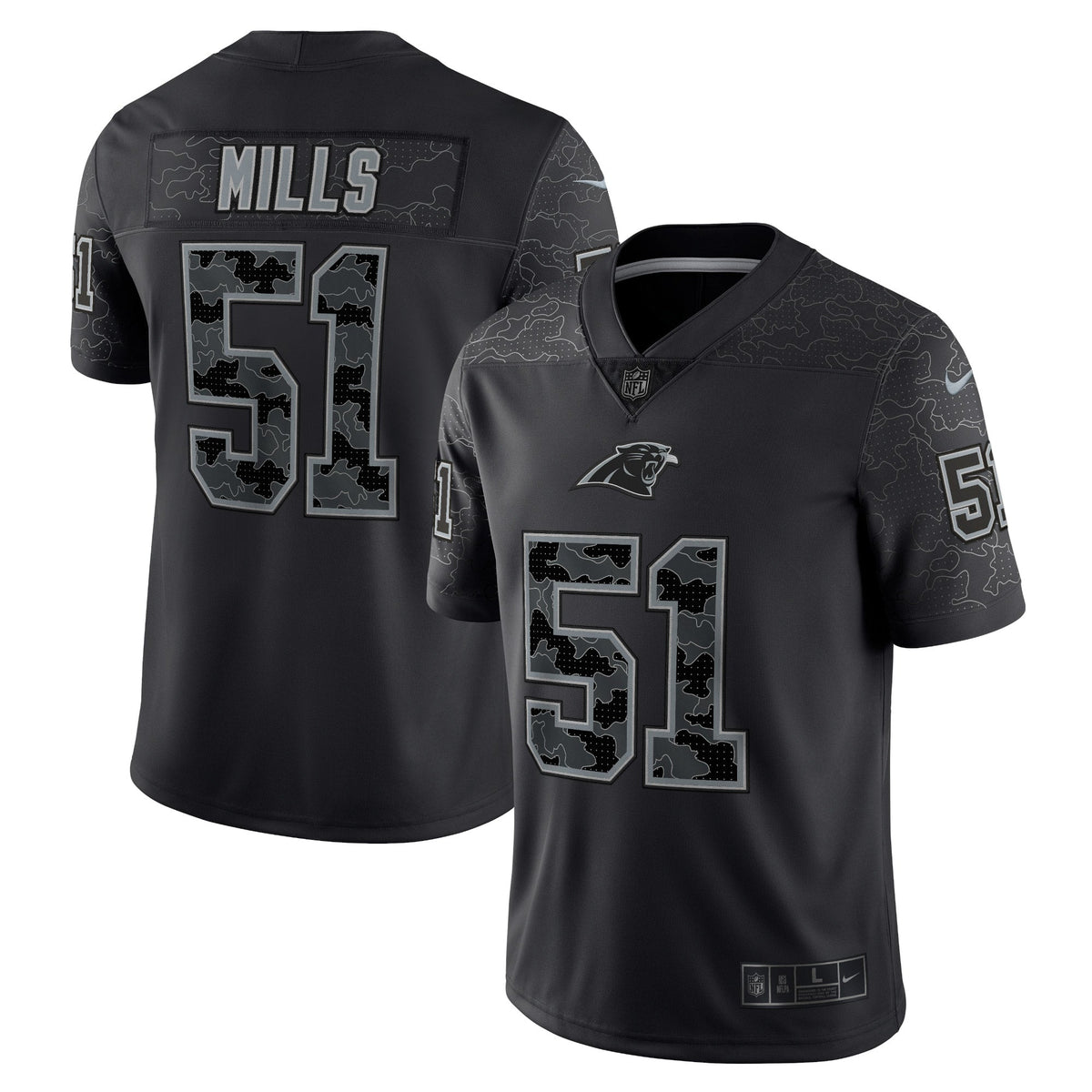 Sam Mills Carolina Panthers  Retired   RFLCTV Limited Jersey - Black