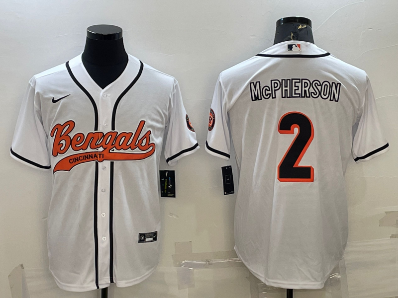 Men's Cincinnati Bengals Evan McPherson #2 White Fashion Game Jersey2