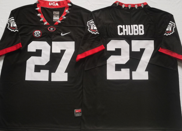 Men's Georgia Bulldogs Nick Chubb #27 Black Player Game Jersey