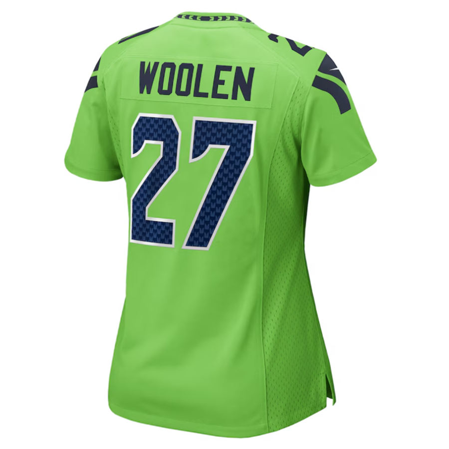 #27 Tariq Woolen Player S.Seahawks Neon Green Game Football Jerseys