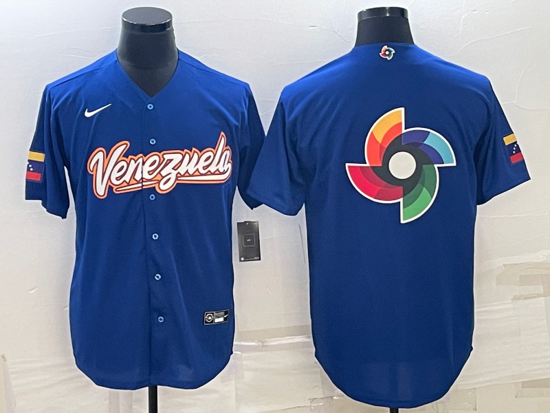 Men's 2023 World Baseball Classic Venezuela Blue Jersey1