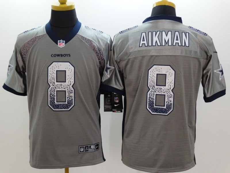 Men's Dallas Cowboys Troy Aikman #8 Gray Game Jersey1