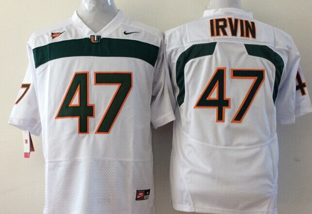 Men's Miami Hurricanes Michael Irvin #47 White Team Football Jersey