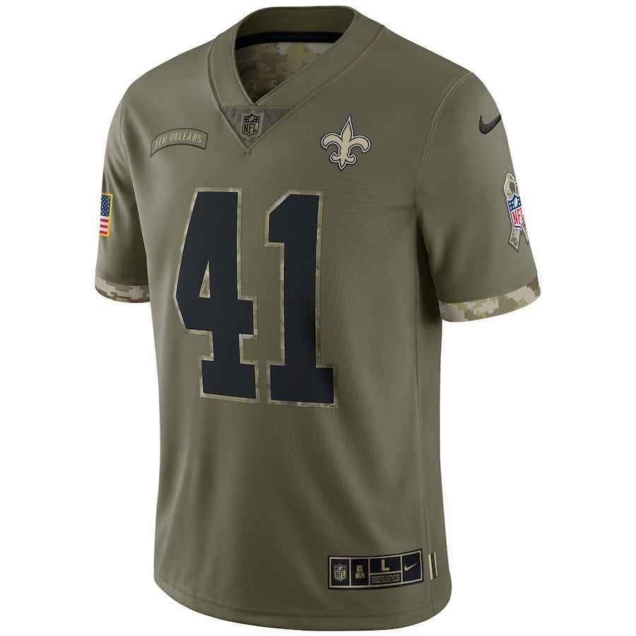 Alvin Kamara New Orleans Saints 2022 Salute To Service Limited Jersey - Olive