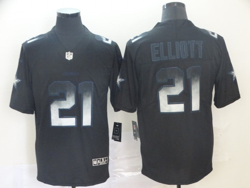 Men's Dallas Cowboys #21 Ezekiel Elliott Black Authentic Game Player Jersey1