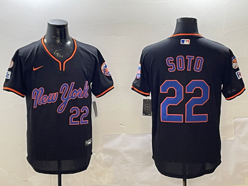 Men's New York Mets Juan Soto #22 Black Replica Player Jersey