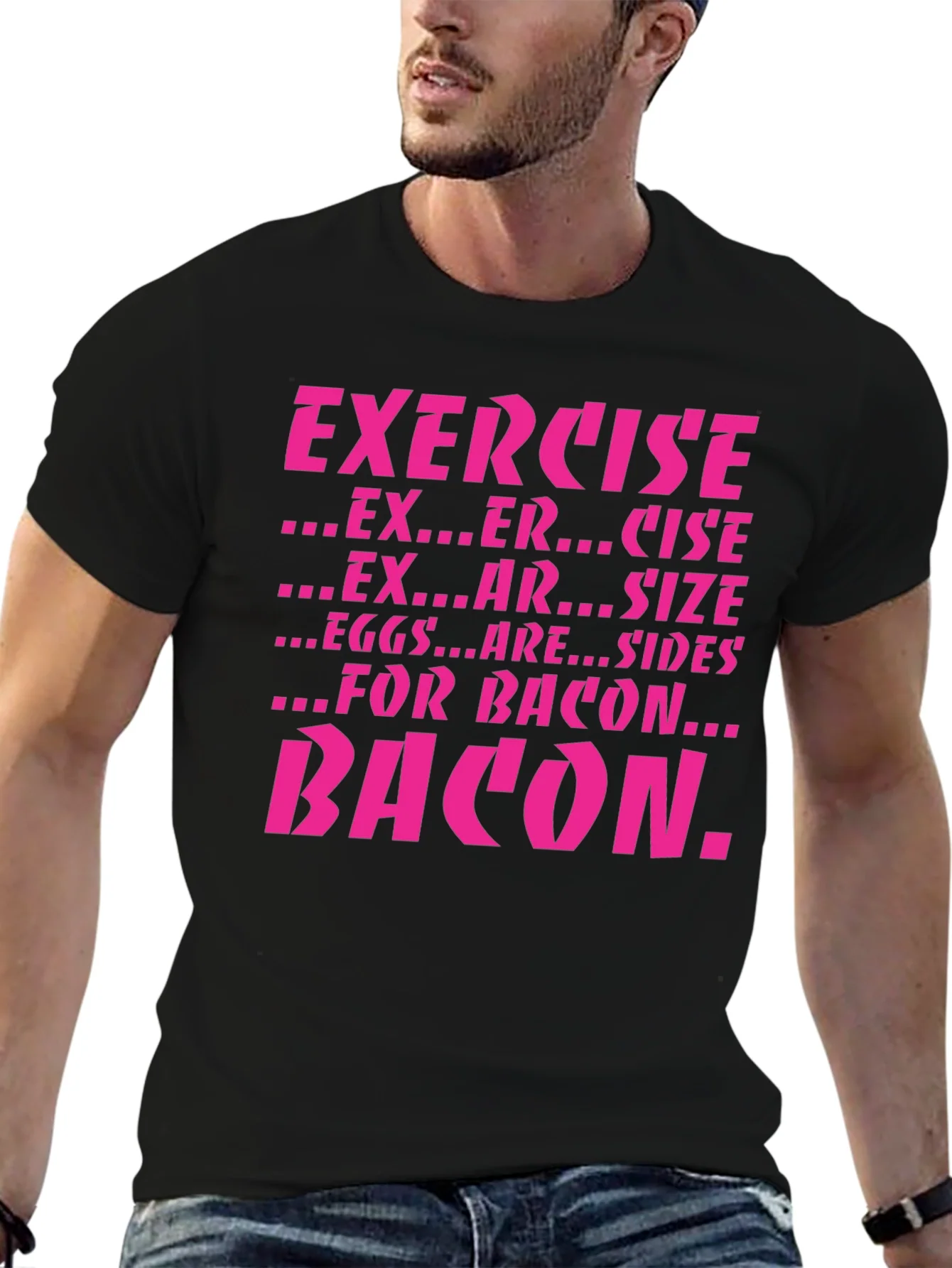 Exercise Bacon Funny Graphic T-Shirt