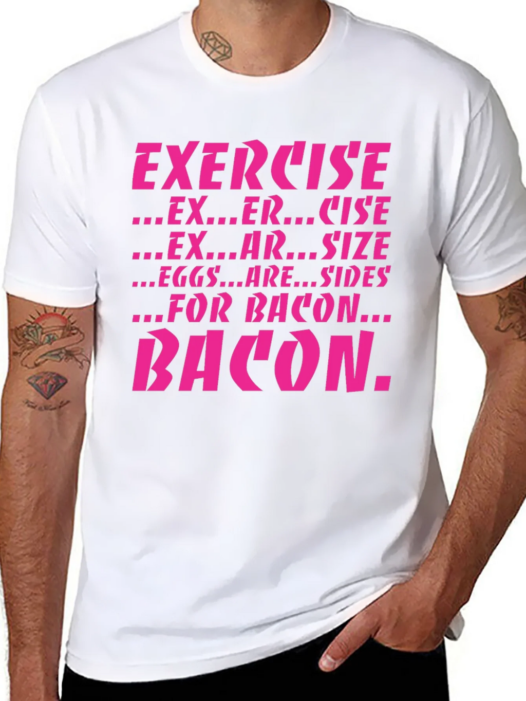 Exercise Bacon Funny Graphic T-Shirt