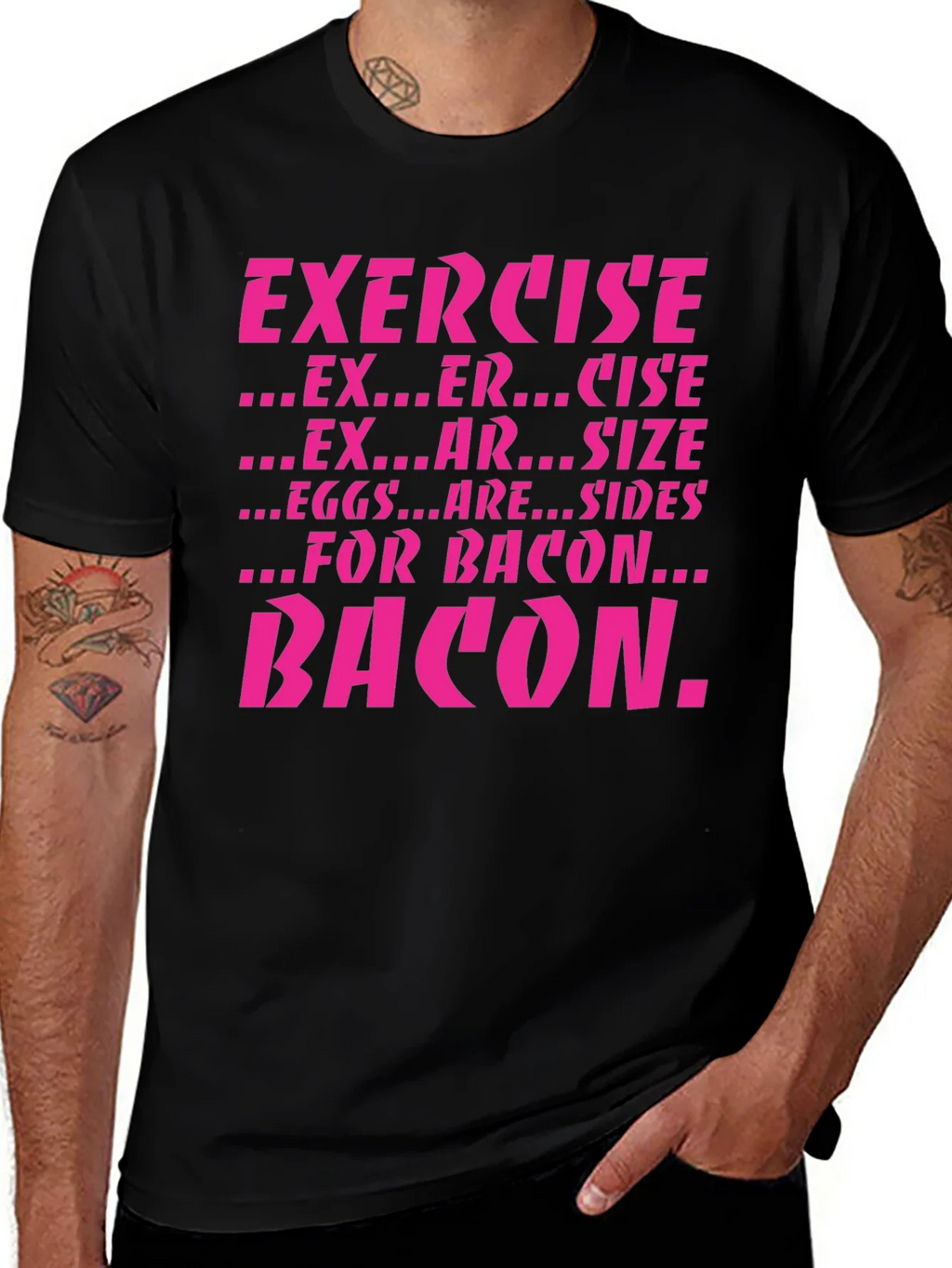 Exercise Bacon Funny Graphic T-Shirt