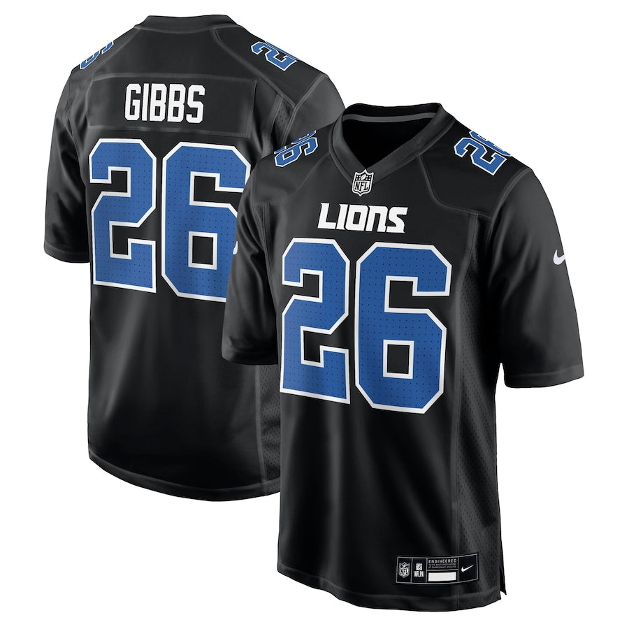 Jahmyr Gibbs carbon Black Detroit Lions FashionJersey