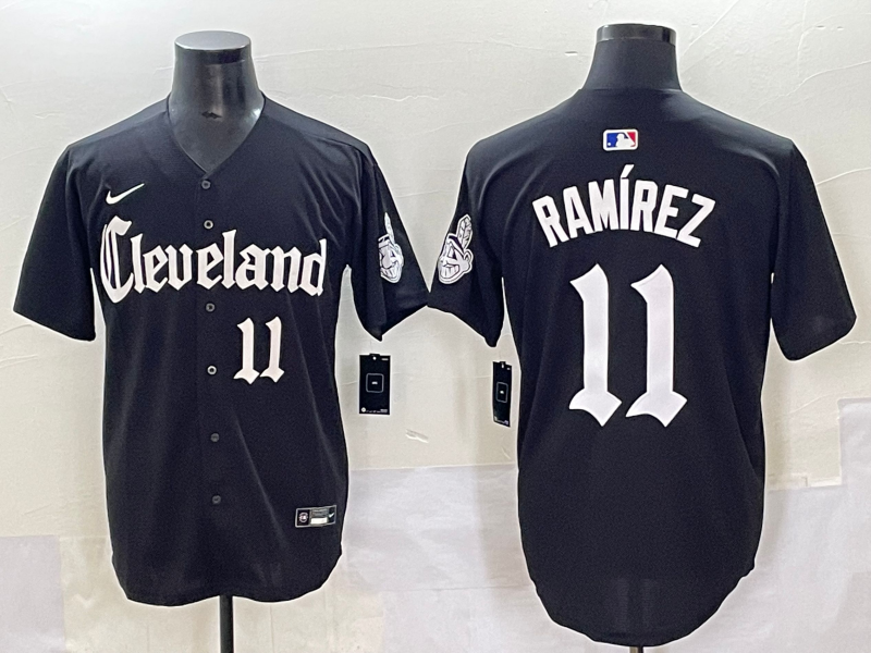 Men's Cleveland Guardians Jose Ramirez #11 Black Replica Player Jersey