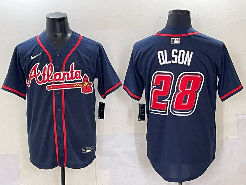 Men's Atlanta Braves Matt Olson #28 Navy 2025  Speedway Classic Alternate Limited Jersey