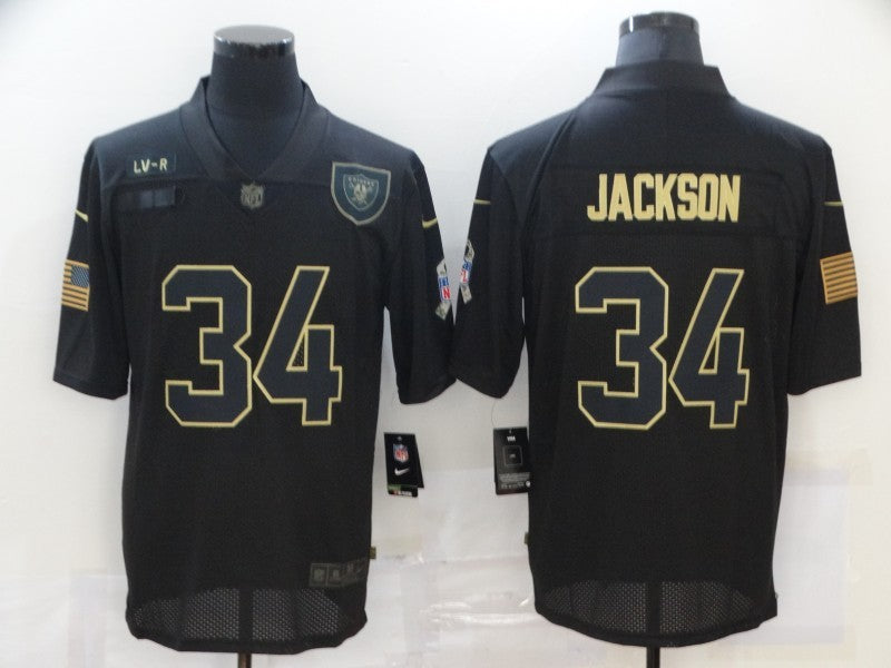 Men's Las Vegas Raiders #34 Bo Jackson Black Game Player Jersey1