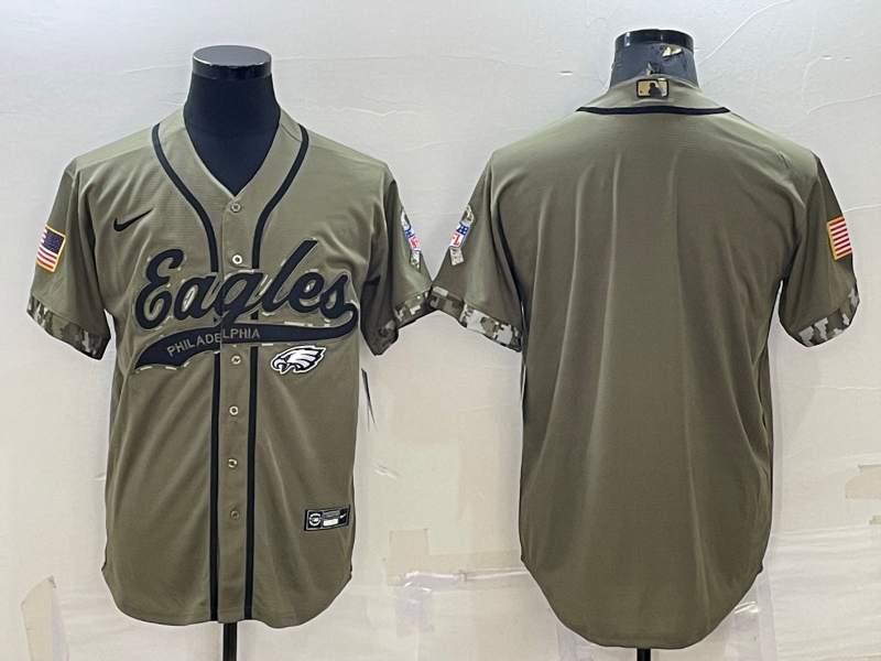 Men's Philadelphia Eagles Olive 2022 Salute To Service Limited Blank Jersey1
