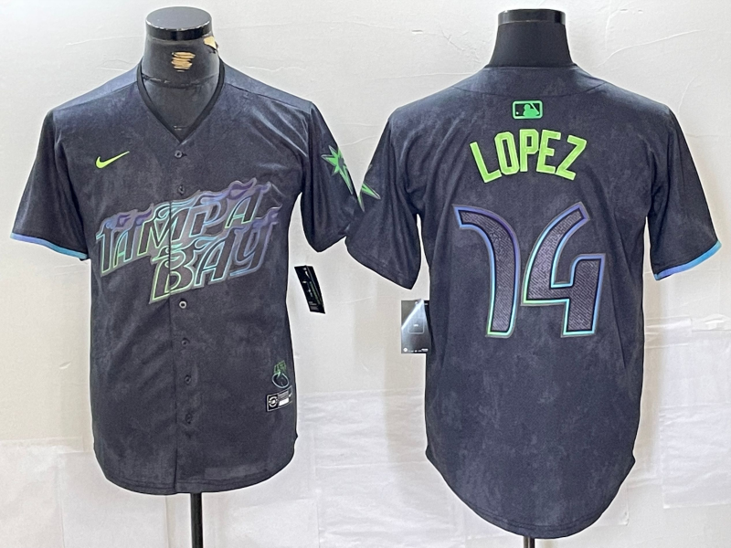 Men's Tampa Bay Rays Jacob Lopez #74 Charcoal 2024 City Connect Limited Player Jersey1