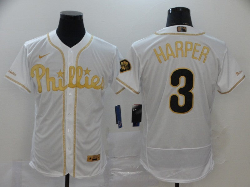 Men's Philadelphia Phillies Bryce Harper #3 White Fashion Stitched Jersey1