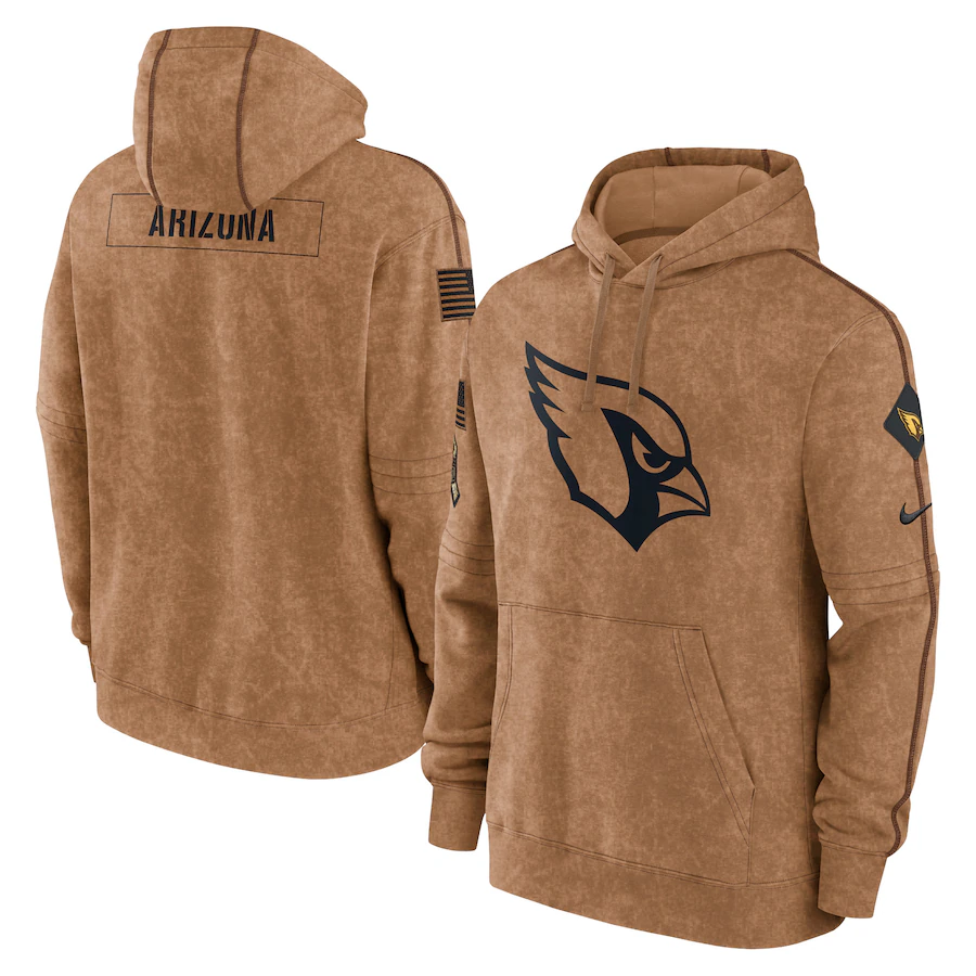 Men's Arizona Cardinals Brown 2023 Salute To Service Club Pullover Hoodie1