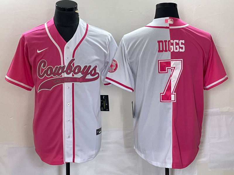 Men's Dallas Cowboys Trevon Diggs #7 Pink/White Player Jersey1 Joint Edition