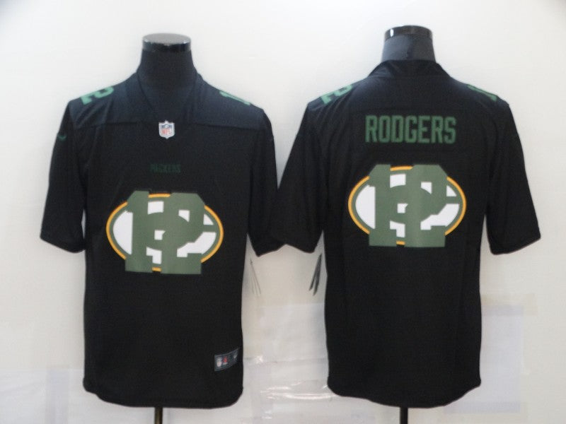 Men's Green Bay Packers Aaron Rodgers #12 Black Team Game Jersey1